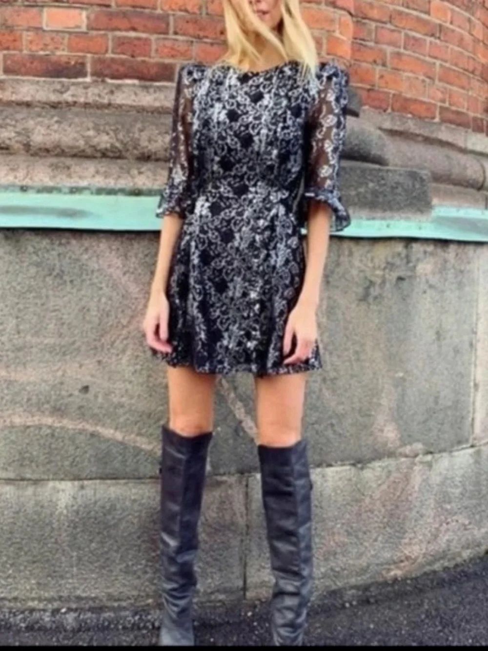 THE VAMPIRE'S WIFE x H&M Mystique Lace Ruffle Mini Dress XS